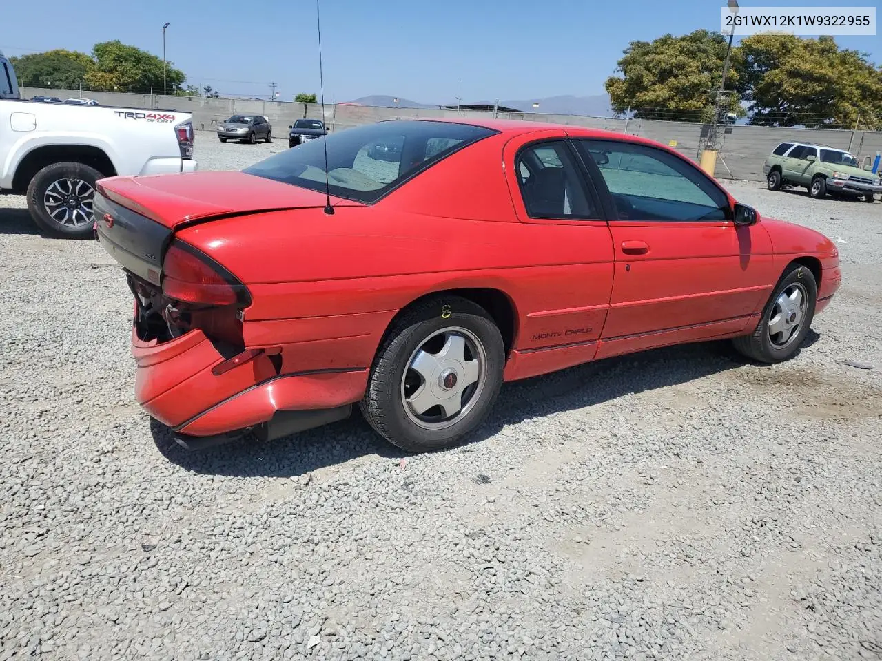 1998 Chevrolet Monte Carlo Z34 VIN: 2G1WX12K1W9322955 Lot: 62945015