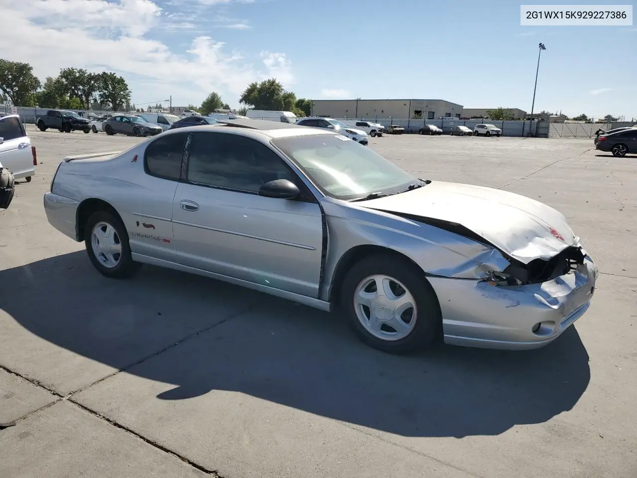 2002 Chevrolet Monte Carlo Ss VIN: 2G1WX15K929227386 Lot: 60919175