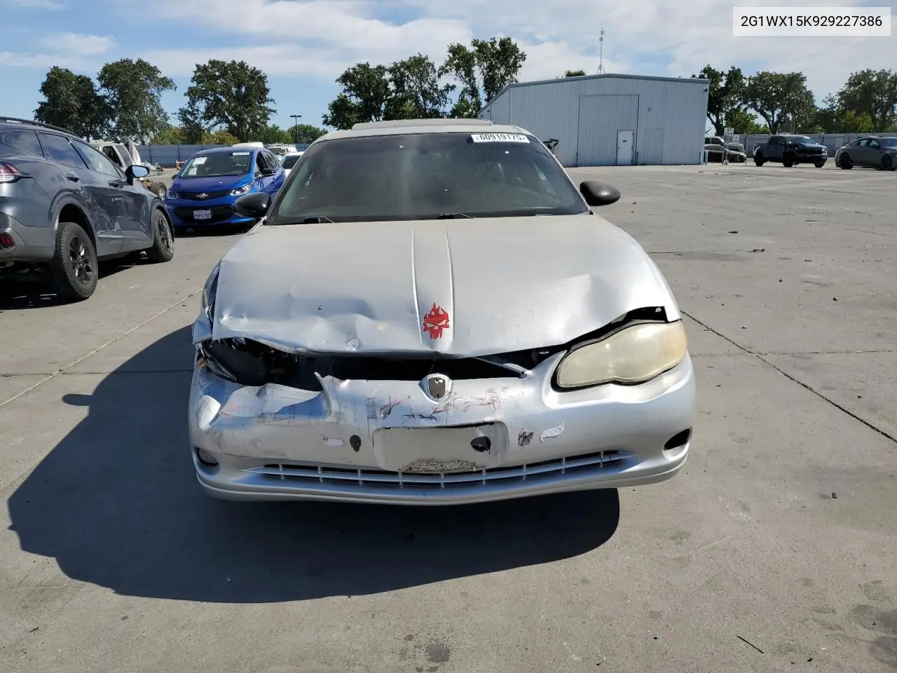 2002 Chevrolet Monte Carlo Ss VIN: 2G1WX15K929227386 Lot: 60919175