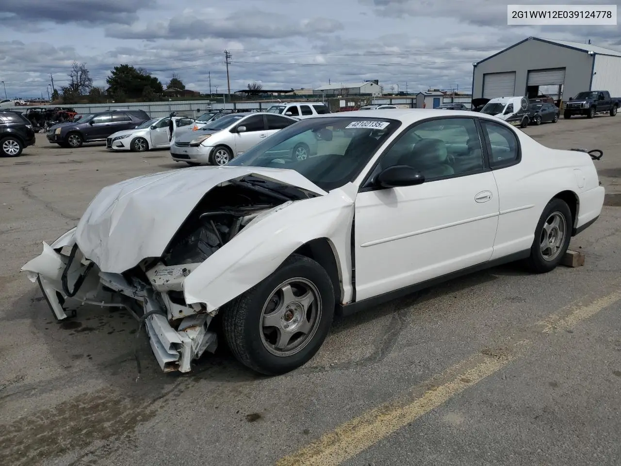 2003 Chevrolet Monte Carlo Ls VIN: 2G1WW12E039124778 Lot: 48160135