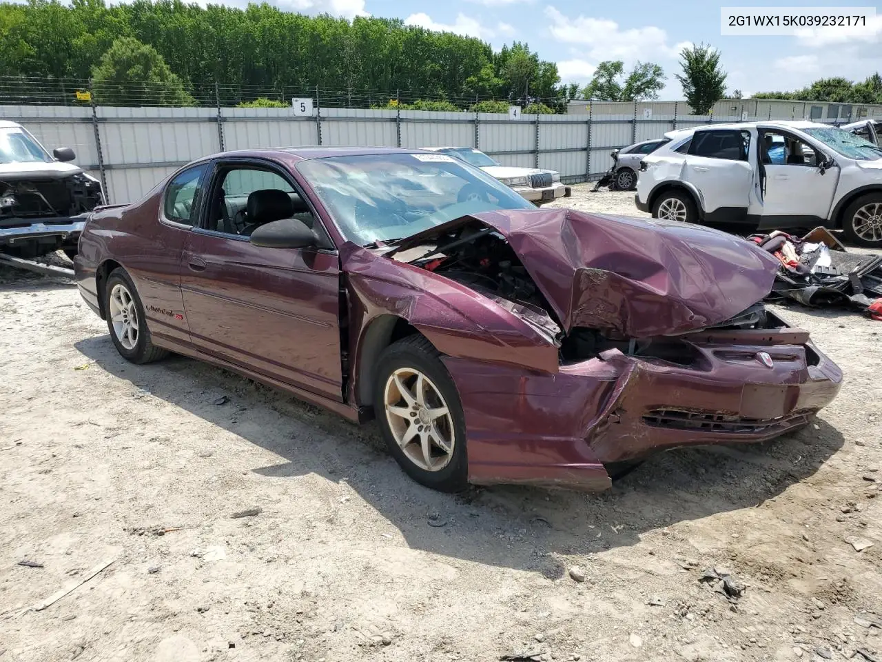 2003 Chevrolet Monte Carlo Ss VIN: 2G1WX15K039232171 Lot: 61044365