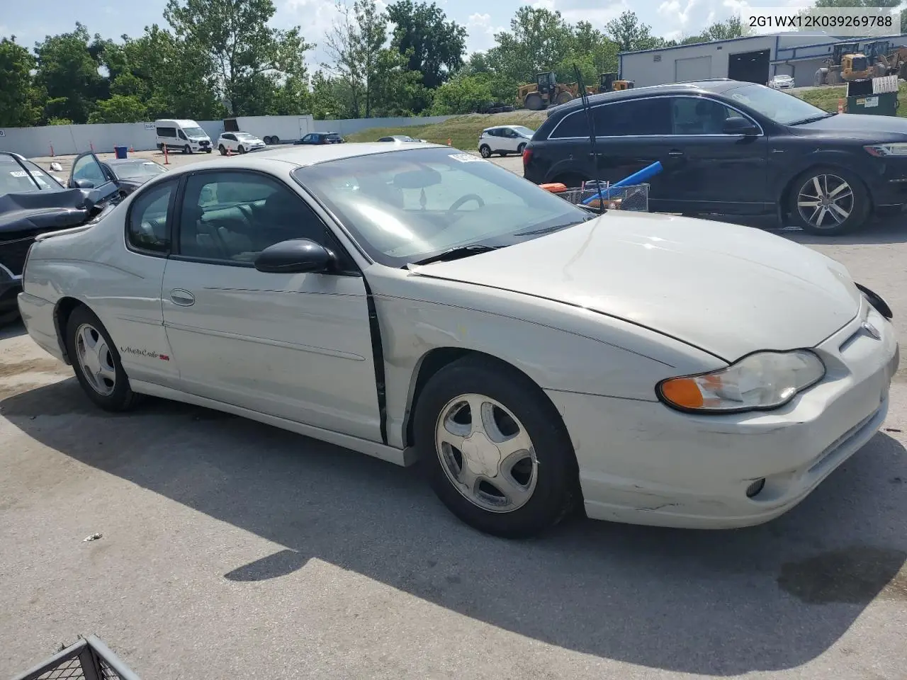 2003 Chevrolet Monte Carlo Ss VIN: 2G1WX12K039269788 Lot: 62175485