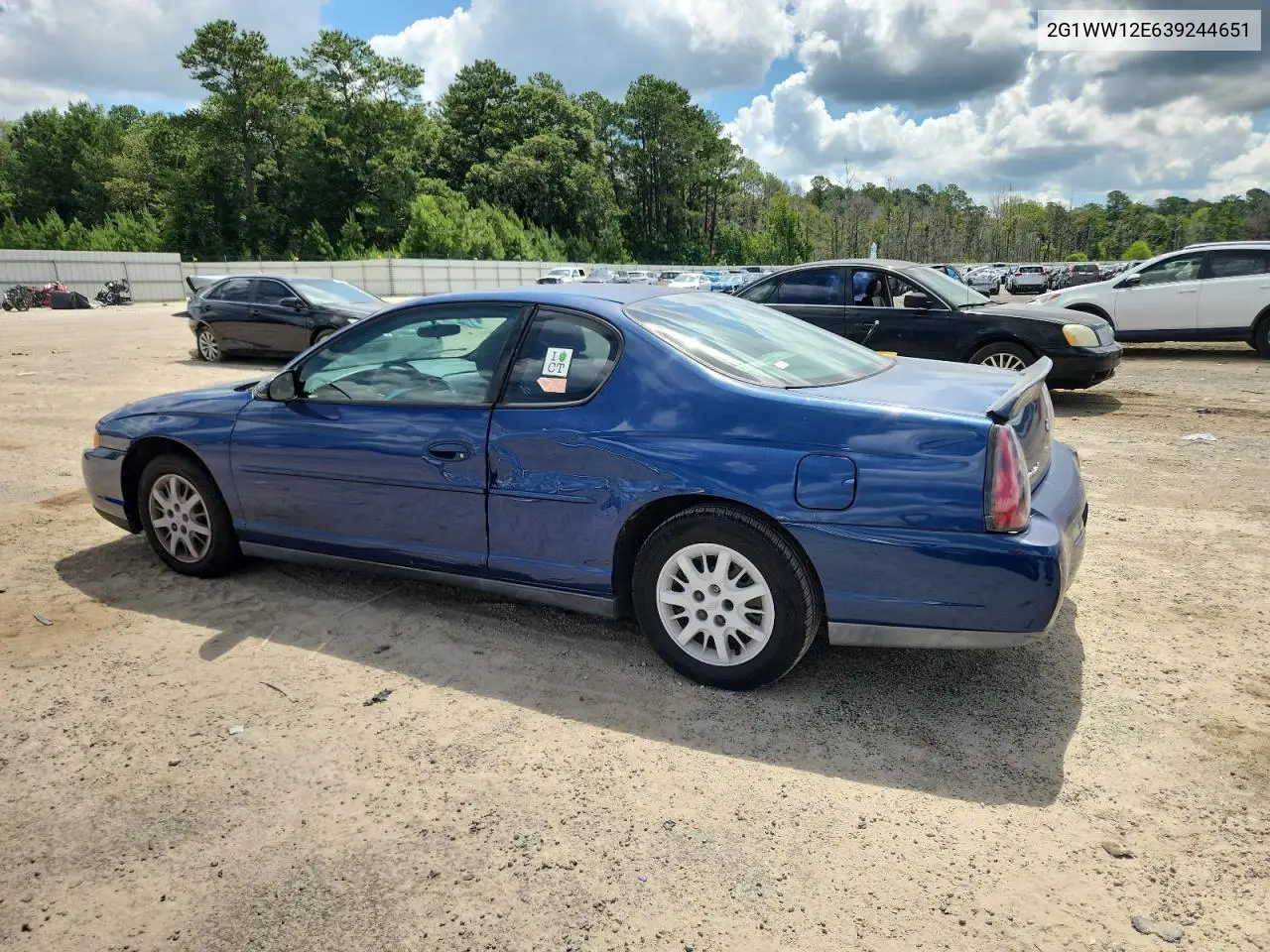 2003 Chevrolet Monte Carlo Ls VIN: 2G1WW12E639244651 Lot: 63062315