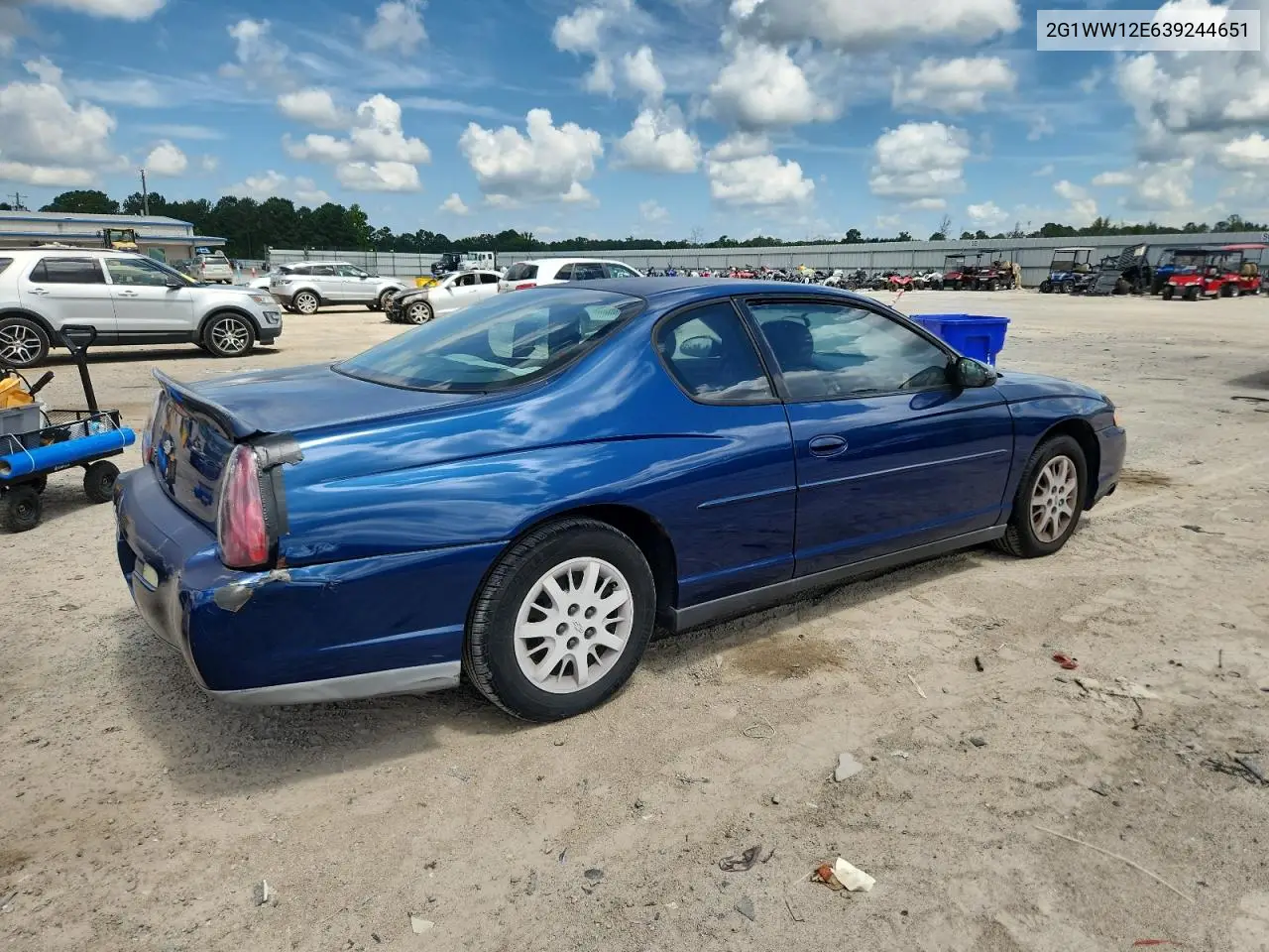 2003 Chevrolet Monte Carlo Ls VIN: 2G1WW12E639244651 Lot: 63062315