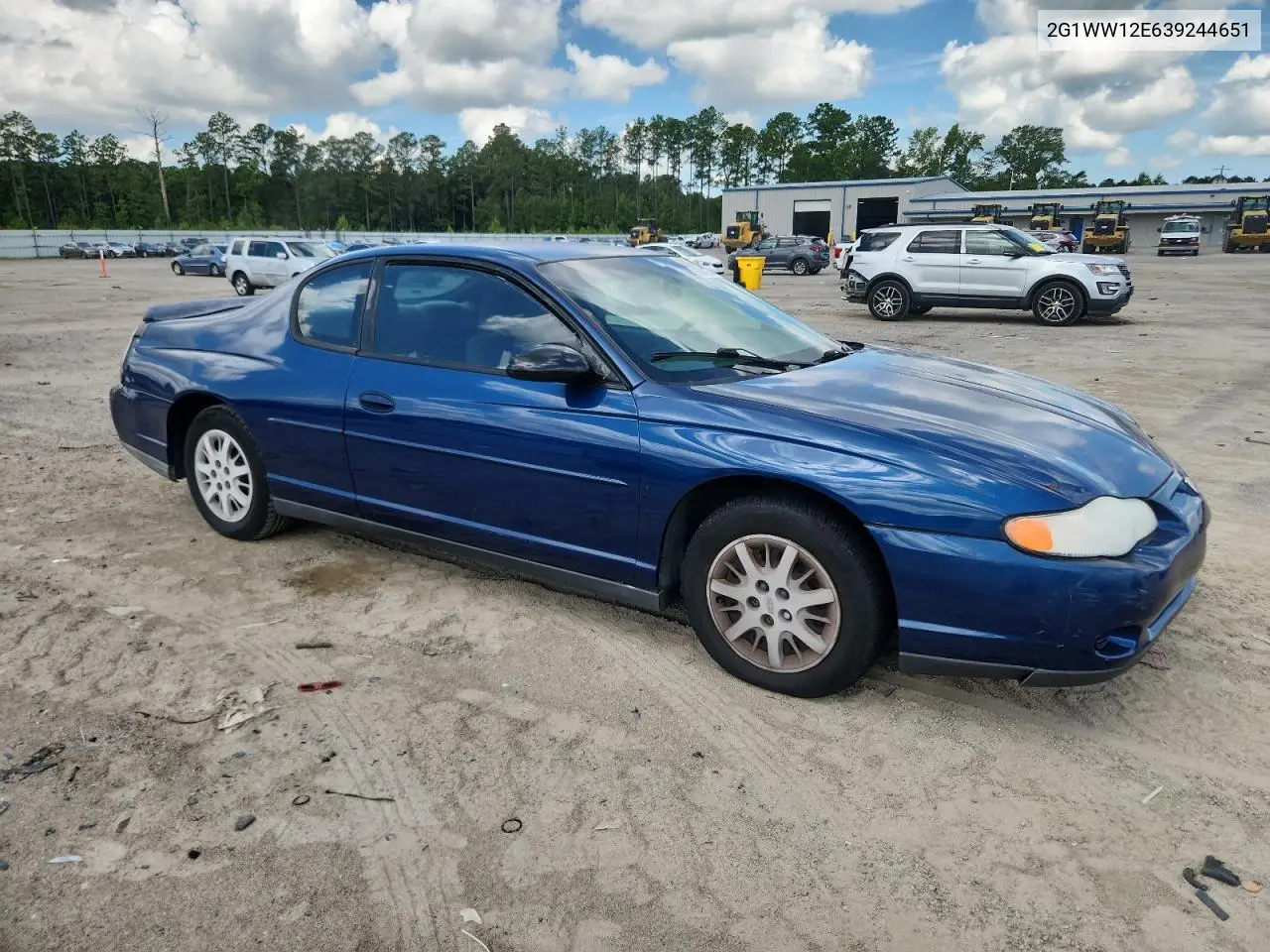 2003 Chevrolet Monte Carlo Ls VIN: 2G1WW12E639244651 Lot: 63062315