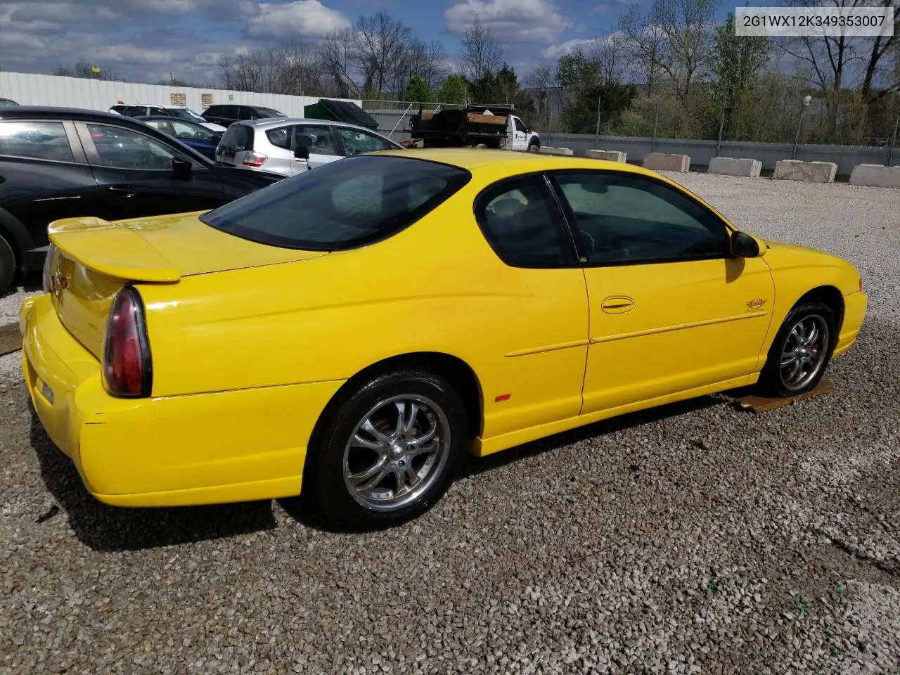 2004 Chevrolet Monte Carlo Ss VIN: 2G1WX12K349353007 Lot: 53121485