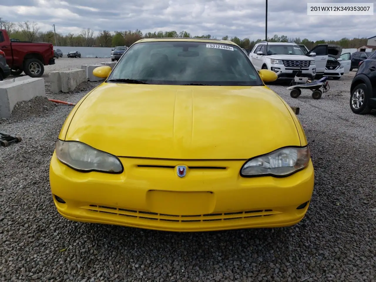 2004 Chevrolet Monte Carlo Ss VIN: 2G1WX12K349353007 Lot: 53121485