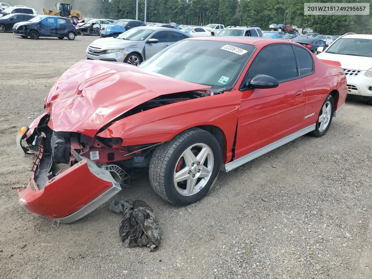 2004 Chevrolet Monte Carlo Ss Supercharged VIN: 2G1WZ151749295657 Lot: 62006735
