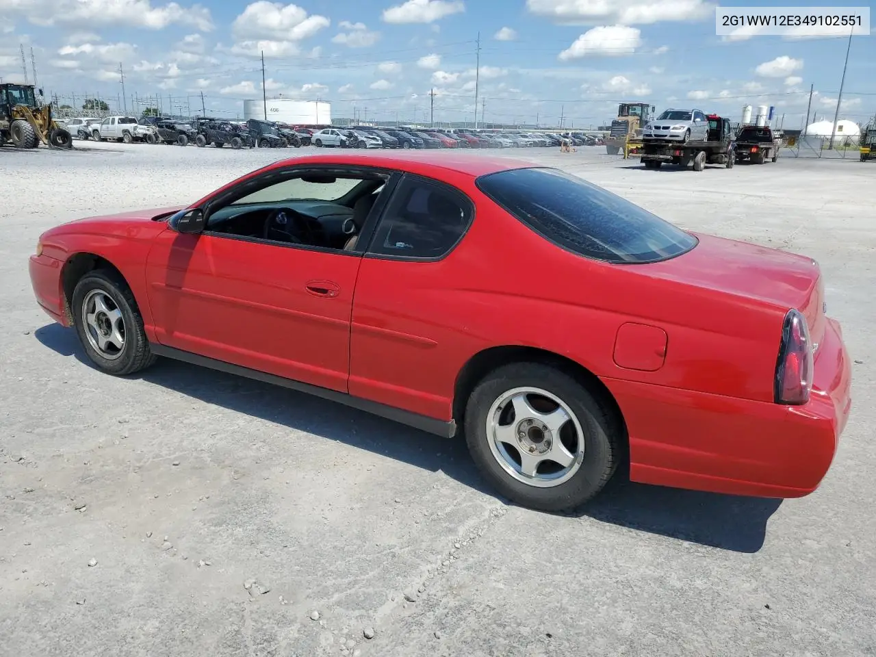 2004 Chevrolet Monte Carlo Ls VIN: 2G1WW12E349102551 Lot: 62400015