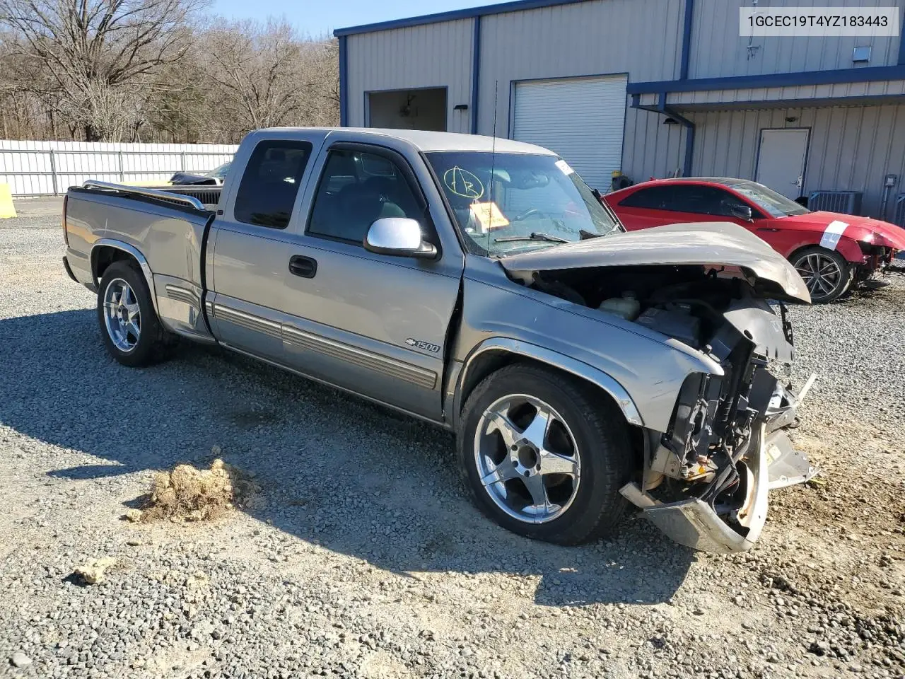 2000 Chevrolet Silverado C1500 VIN: 1GCEC19T4YZ183443 Lot: 46605465