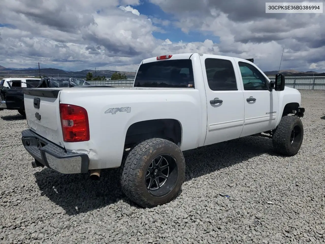 2011 Chevrolet Silverado K1500 Lt VIN: 3GCPKSE36BG386994 Lot: 56595355
