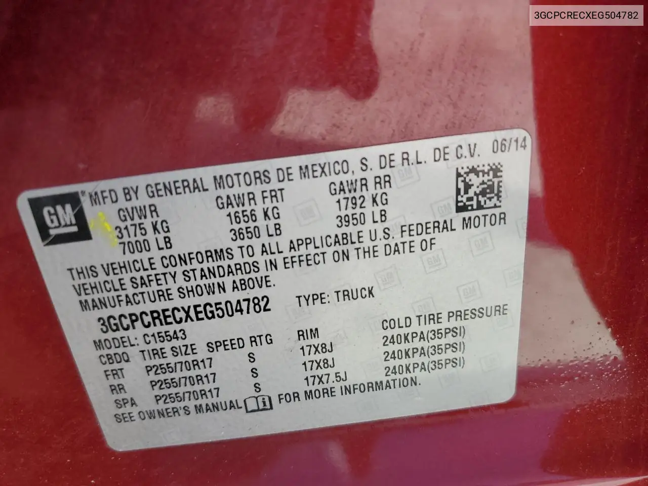 2014 Chevrolet Silverado C1500 Lt VIN: 3GCPCRECXEG504782 Lot: 46445974