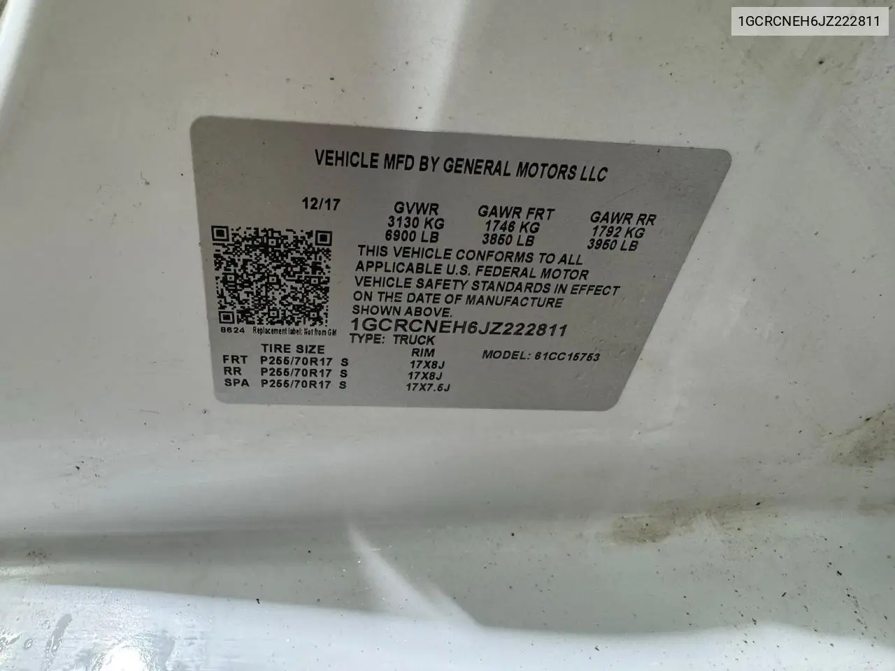 2018 Chevrolet Silverado C1500 VIN: 1GCRCNEH6JZ222811 Lot: 64890225