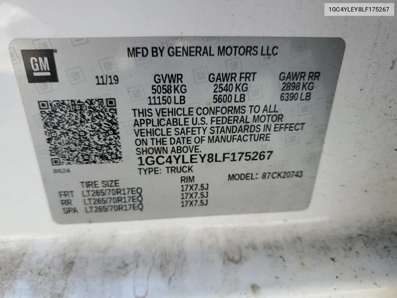 2020 Chevrolet Silverado K2500 Heavy Duty VIN: 1GC4YLEY8LF175267 Lot: 61919525
