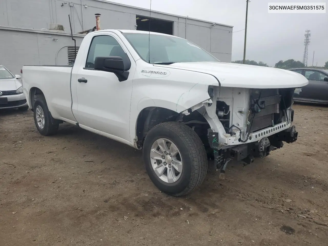 2021 Chevrolet Silverado C1500 VIN: 3GCNWAEF5MG351575 Lot: 62376875