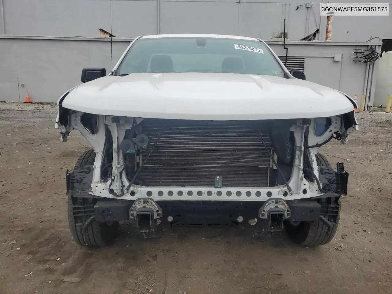 2021 Chevrolet Silverado C1500 VIN: 3GCNWAEF5MG351575 Lot: 62376875