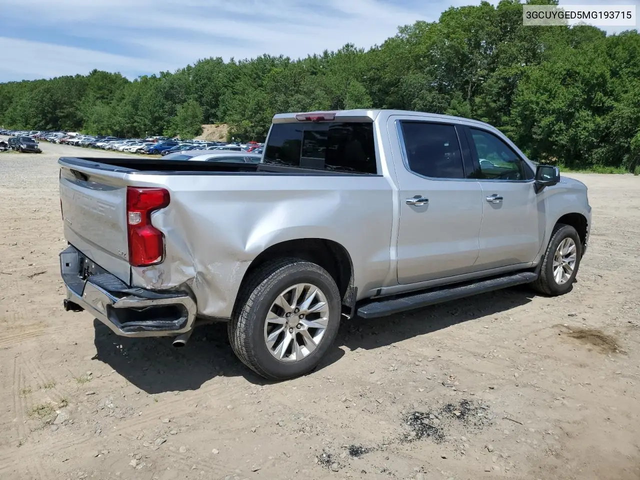 2021 Chevrolet Silverado K1500 Ltz VIN: 3GCUYGED5MG193715 Lot: 62455895