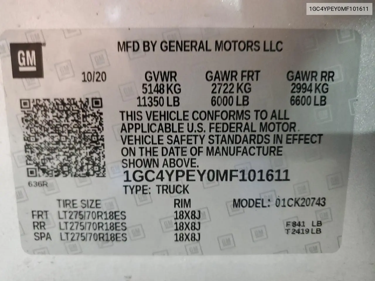 2021 Chevrolet Silverado K2500 Heavy Duty Ltz VIN: 1GC4YPEY0MF101611 Lot: 62635765