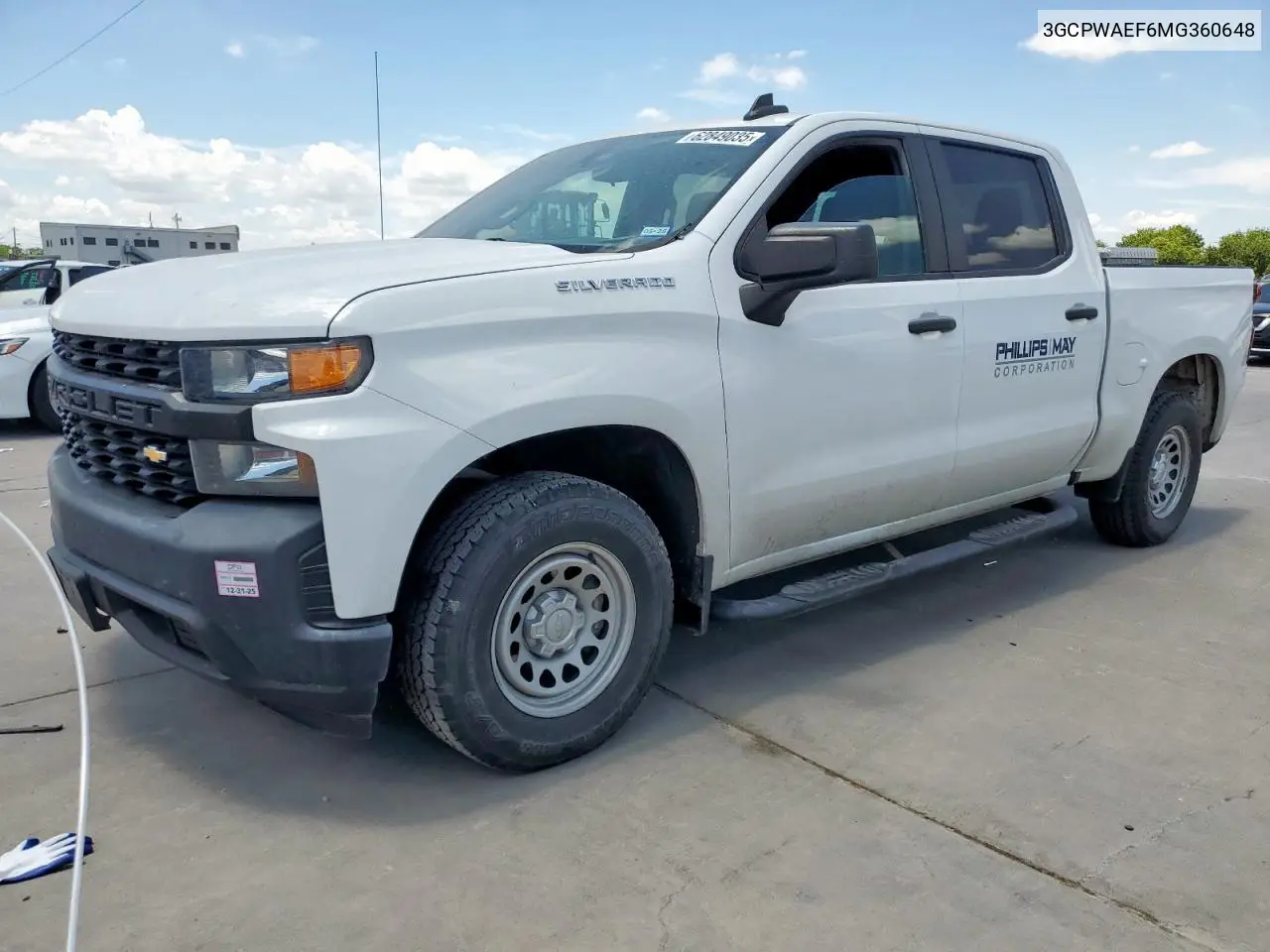 2021 Chevrolet Silverado C1500 VIN: 3GCPWAEF6MG360648 Lot: 62849035