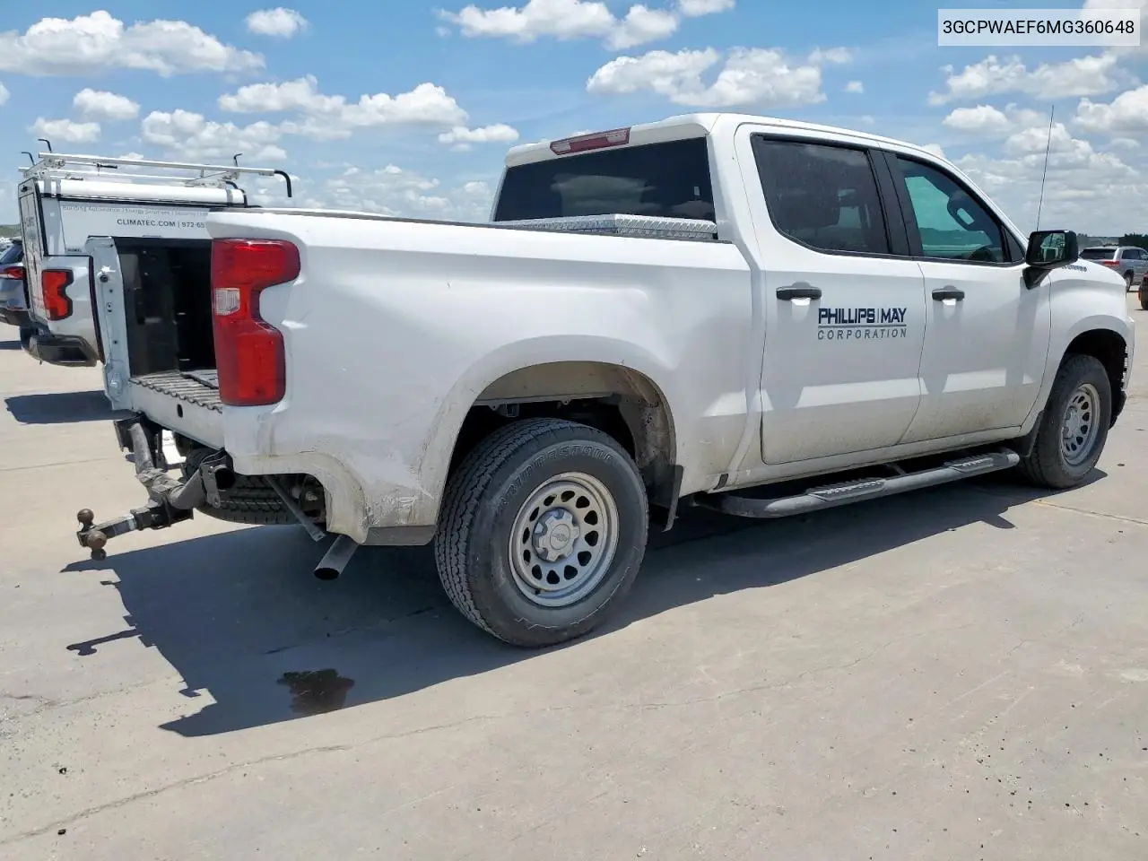 2021 Chevrolet Silverado C1500 VIN: 3GCPWAEF6MG360648 Lot: 62849035
