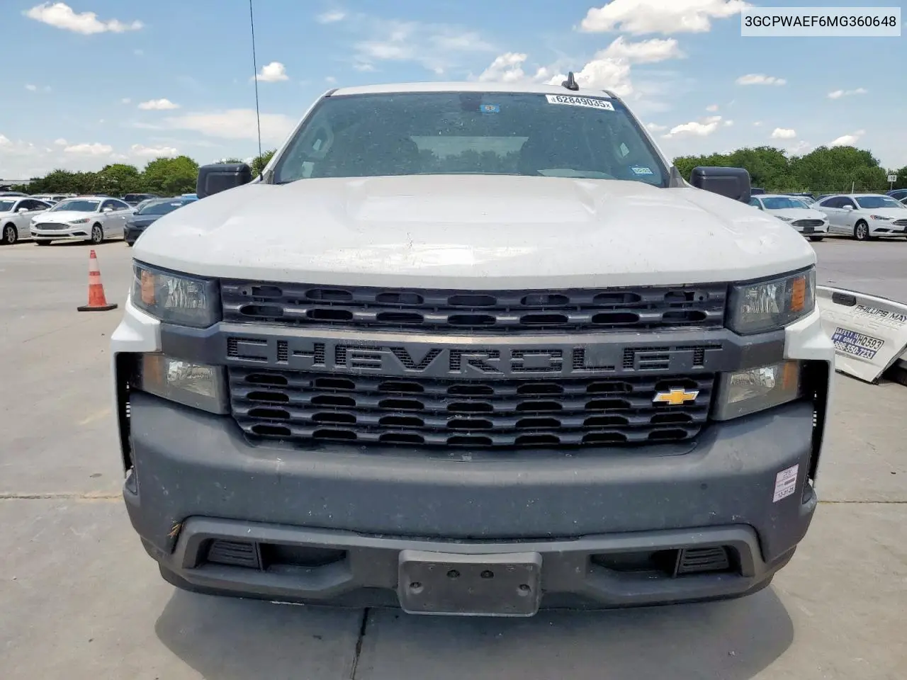 2021 Chevrolet Silverado C1500 VIN: 3GCPWAEF6MG360648 Lot: 62849035
