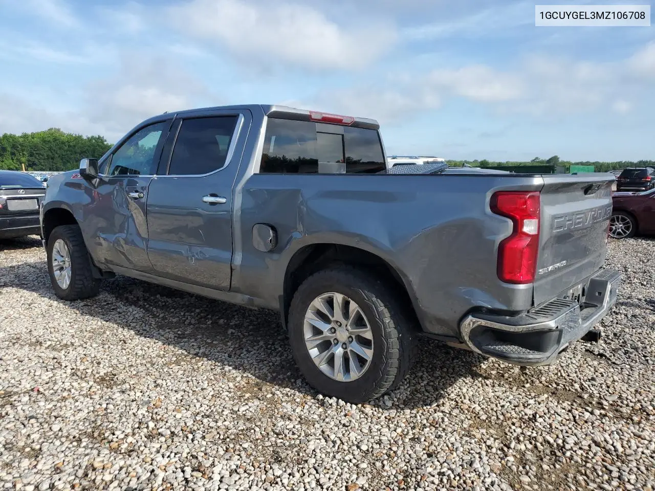 2021 Chevrolet Silverado K1500 Ltz VIN: 1GCUYGEL3MZ106708 Lot: 62961655