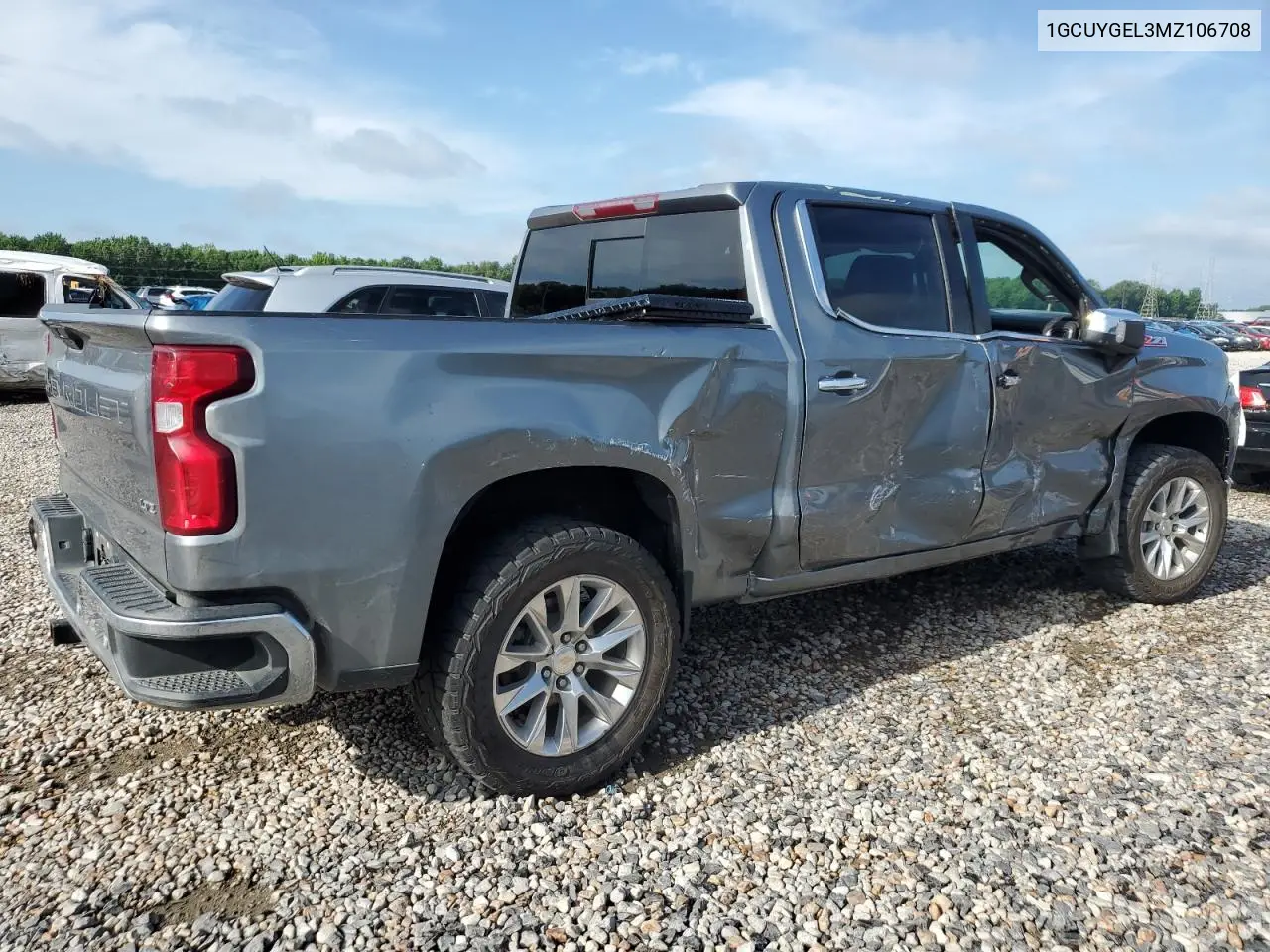 2021 Chevrolet Silverado K1500 Ltz VIN: 1GCUYGEL3MZ106708 Lot: 62961655