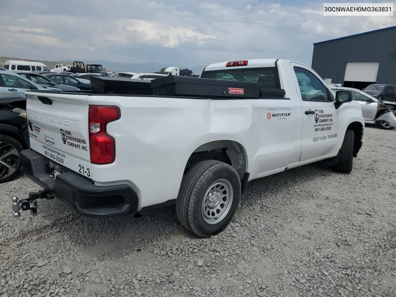 2021 Chevrolet Silverado C1500 VIN: 3GCNWAEH0MG363831 Lot: 63108615