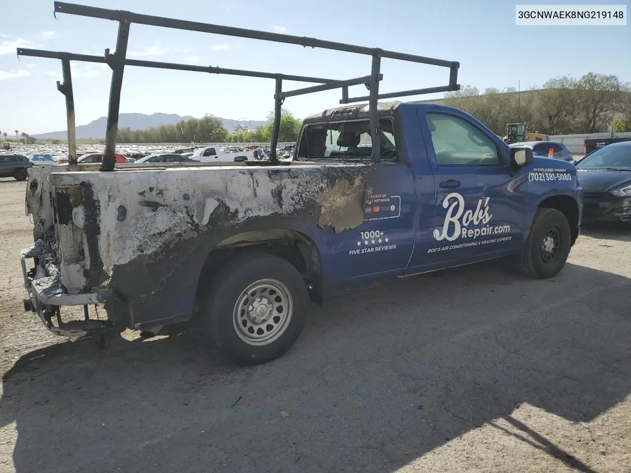 2022 Chevrolet Silverado Ltd C1500 VIN: 3GCNWAEK8NG219148 Lot: 53977185