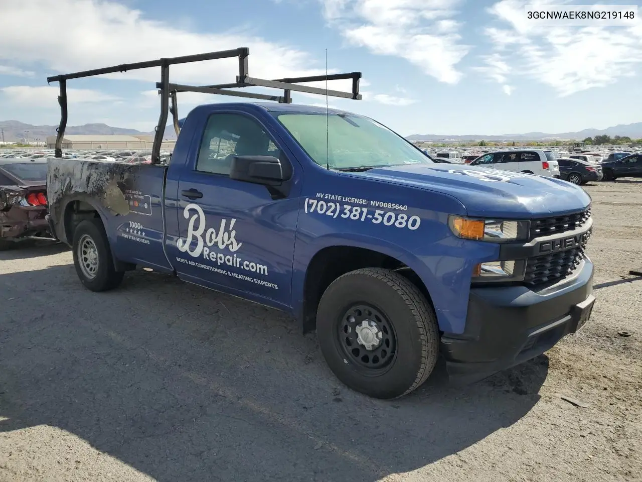 2022 Chevrolet Silverado Ltd C1500 VIN: 3GCNWAEK8NG219148 Lot: 53977185