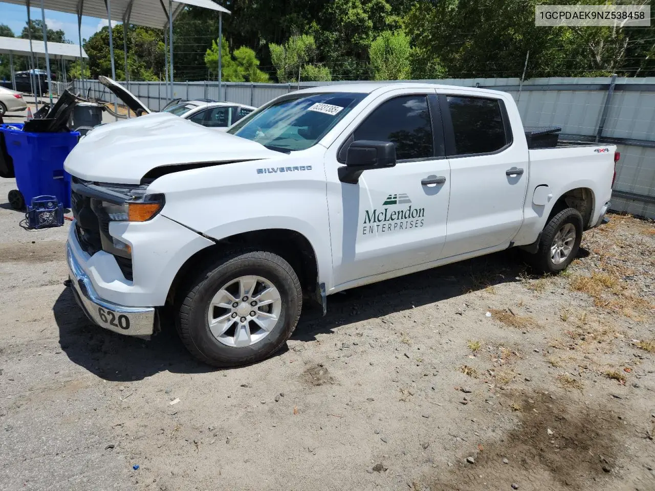 2022 Chevrolet Silverado K1500 VIN: 1GCPDAEK9NZ538458 Lot: 62331385