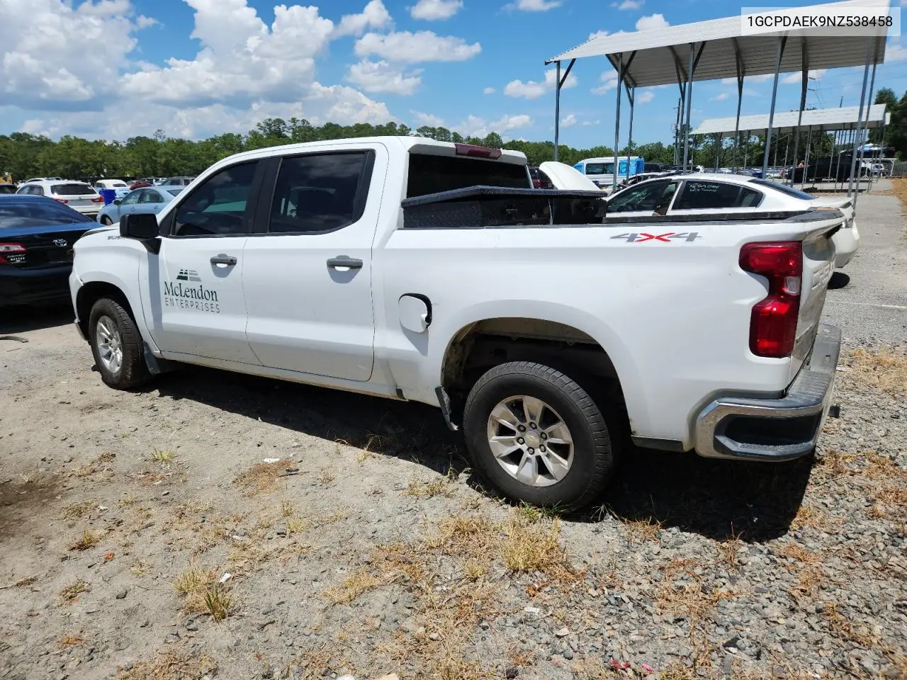 2022 Chevrolet Silverado K1500 VIN: 1GCPDAEK9NZ538458 Lot: 62331385