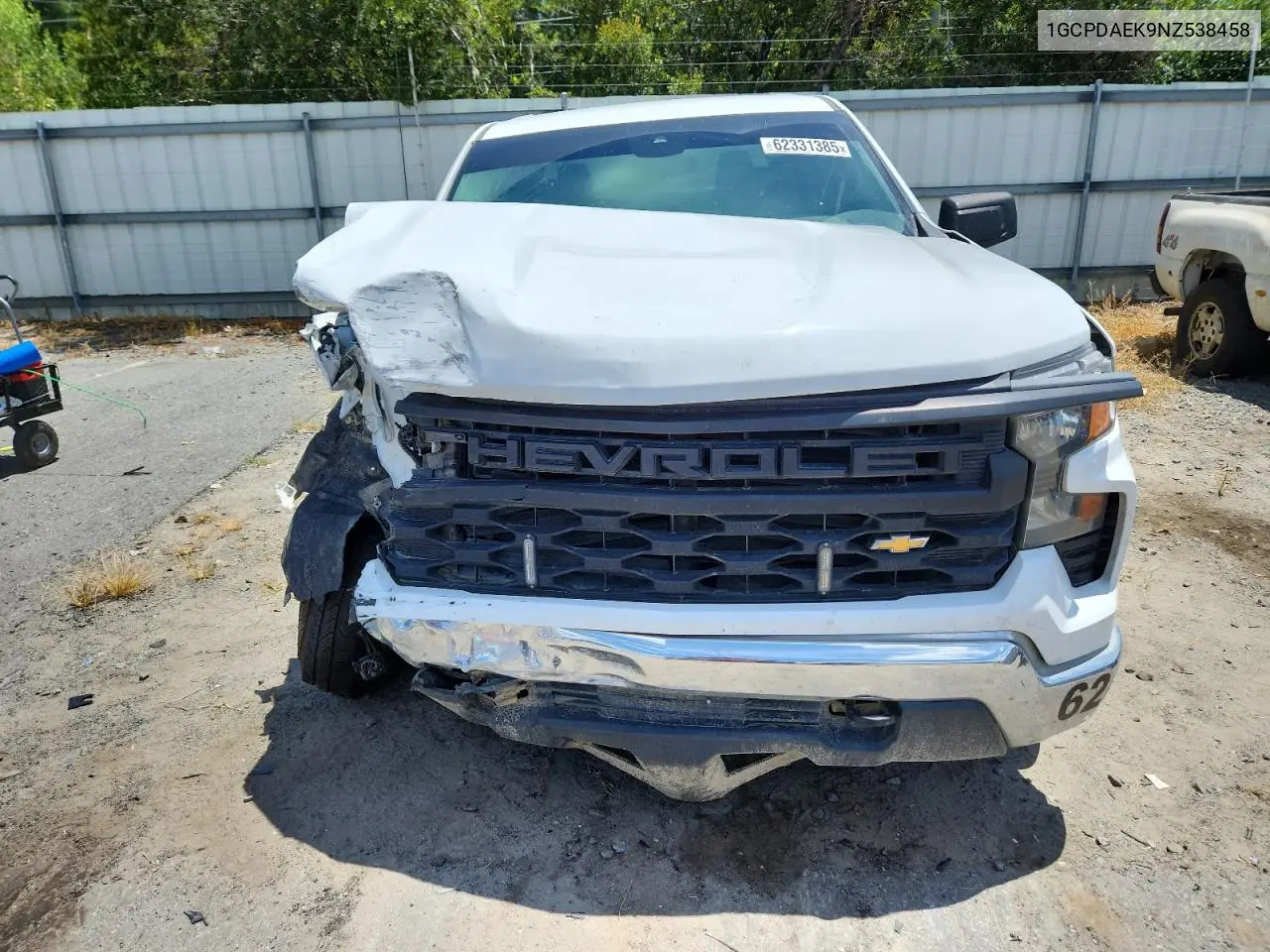 2022 Chevrolet Silverado K1500 VIN: 1GCPDAEK9NZ538458 Lot: 62331385