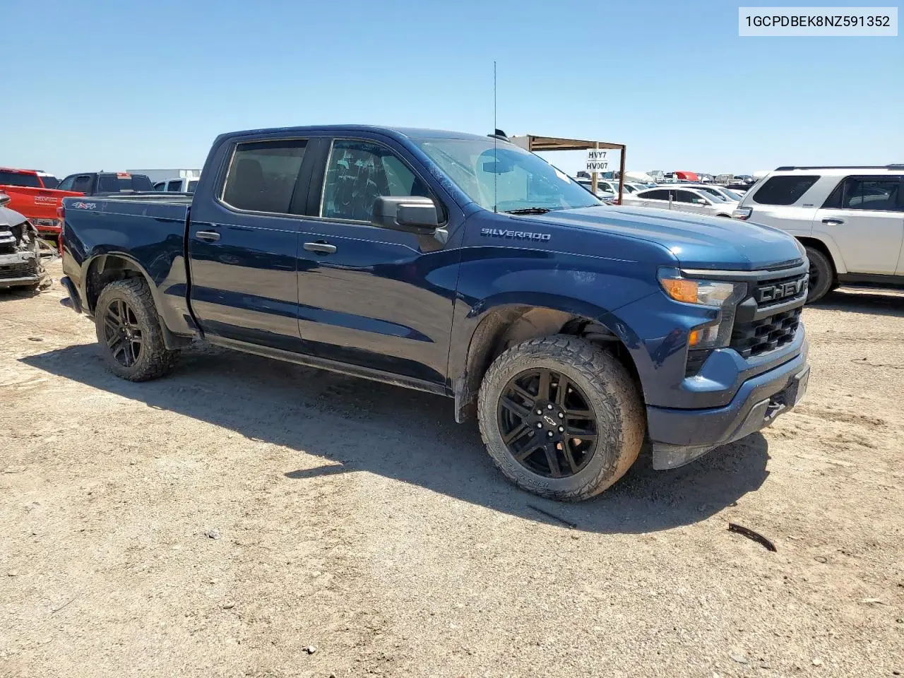 2022 Chevrolet Silverado K1500 Custom VIN: 1GCPDBEK8NZ591352 Lot: 65209115