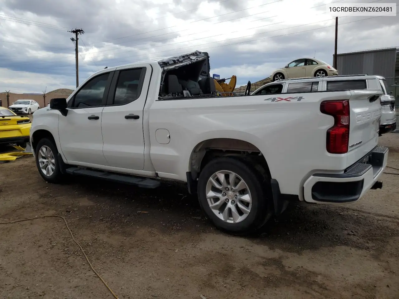 2022 Chevrolet Silverado K1500 Custom VIN: 1GCRDBEK0NZ620481 Lot: 65952445