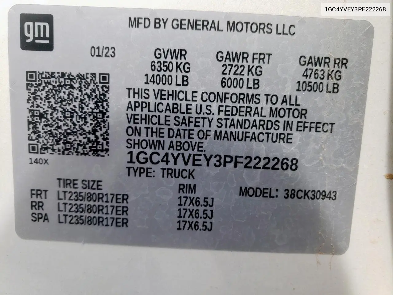 2023 Chevrolet Silverado K3500 High Country VIN: 1GC4YVEY3PF222268 Lot: 62285605