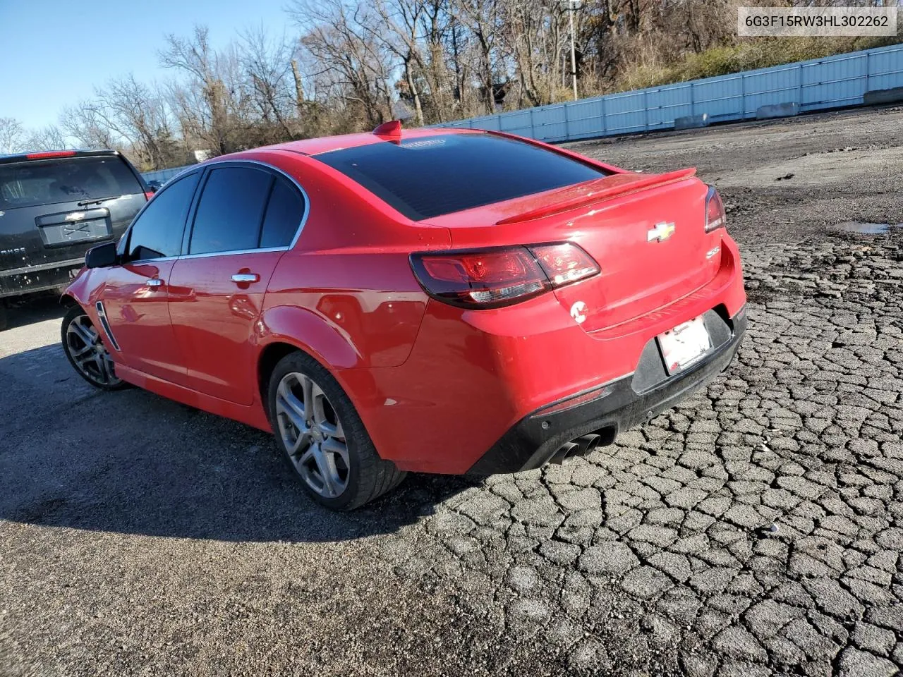 2017 Chevrolet Ss VIN: 6G3F15RW3HL302262 Lot: 50358645
