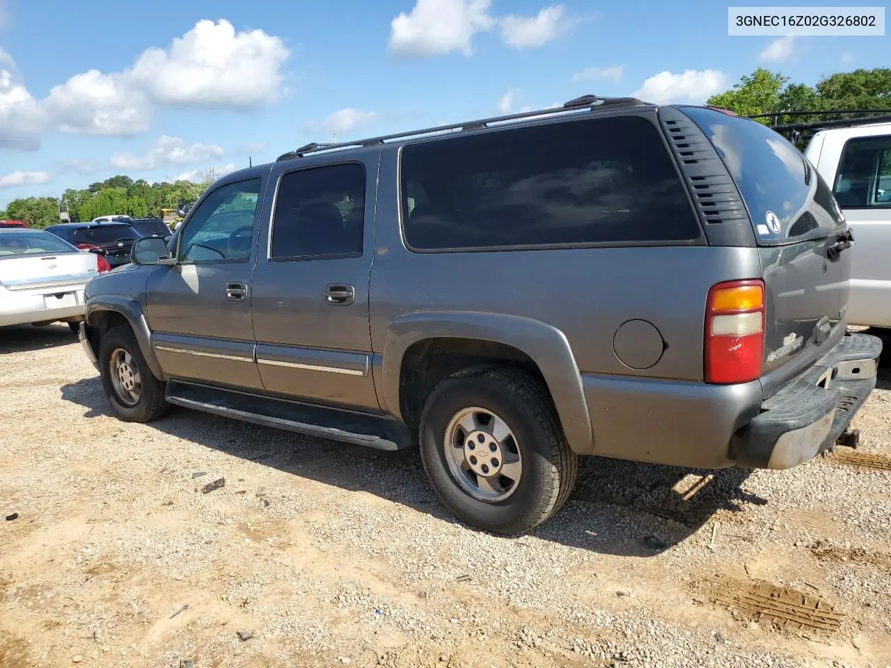 2002 Chevrolet Suburban C1500 VIN: 3GNEC16Z02G326802 Lot: 56703835