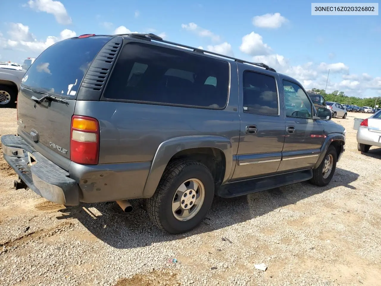 2002 Chevrolet Suburban C1500 VIN: 3GNEC16Z02G326802 Lot: 56703835