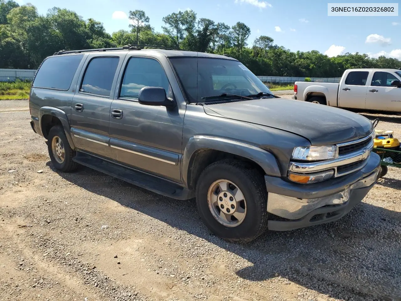 2002 Chevrolet Suburban C1500 VIN: 3GNEC16Z02G326802 Lot: 56703835