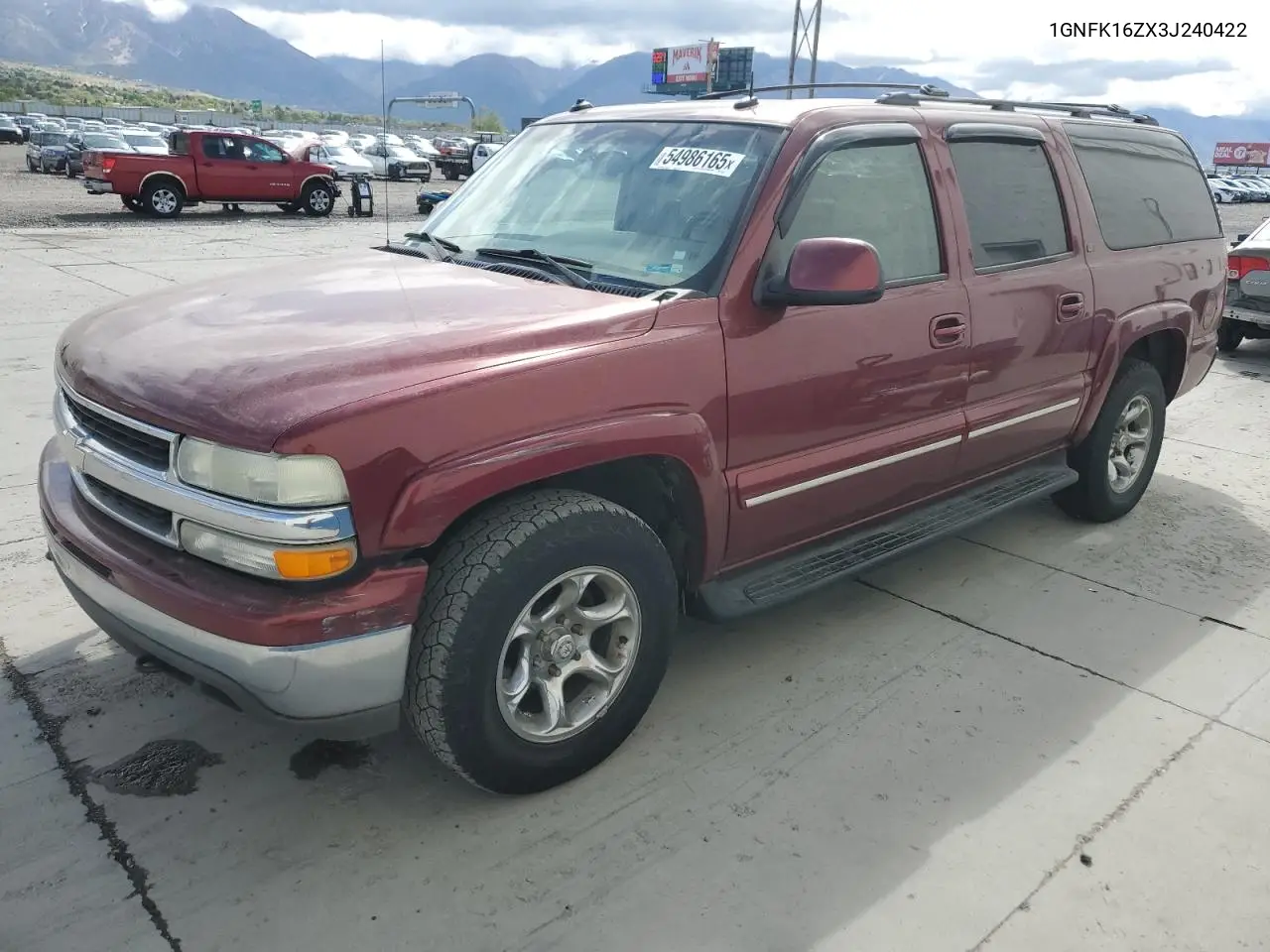 2003 Chevrolet Suburban K1500 VIN: 1GNFK16ZX3J240422 Lot: 54986165