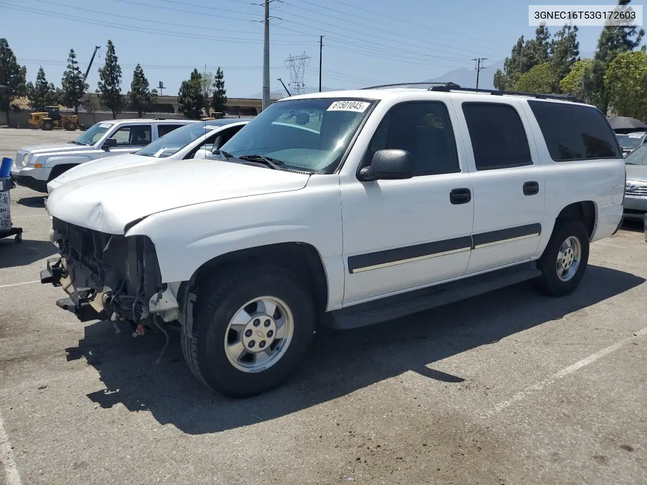 2003 Chevrolet Suburban C1500 VIN: 3GNEC16T53G172603 Lot: 61501045