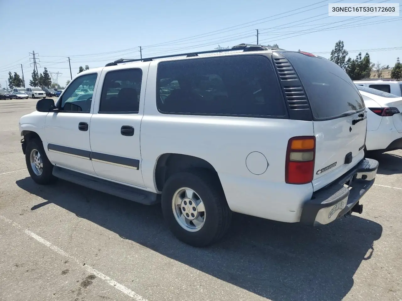2003 Chevrolet Suburban C1500 VIN: 3GNEC16T53G172603 Lot: 61501045