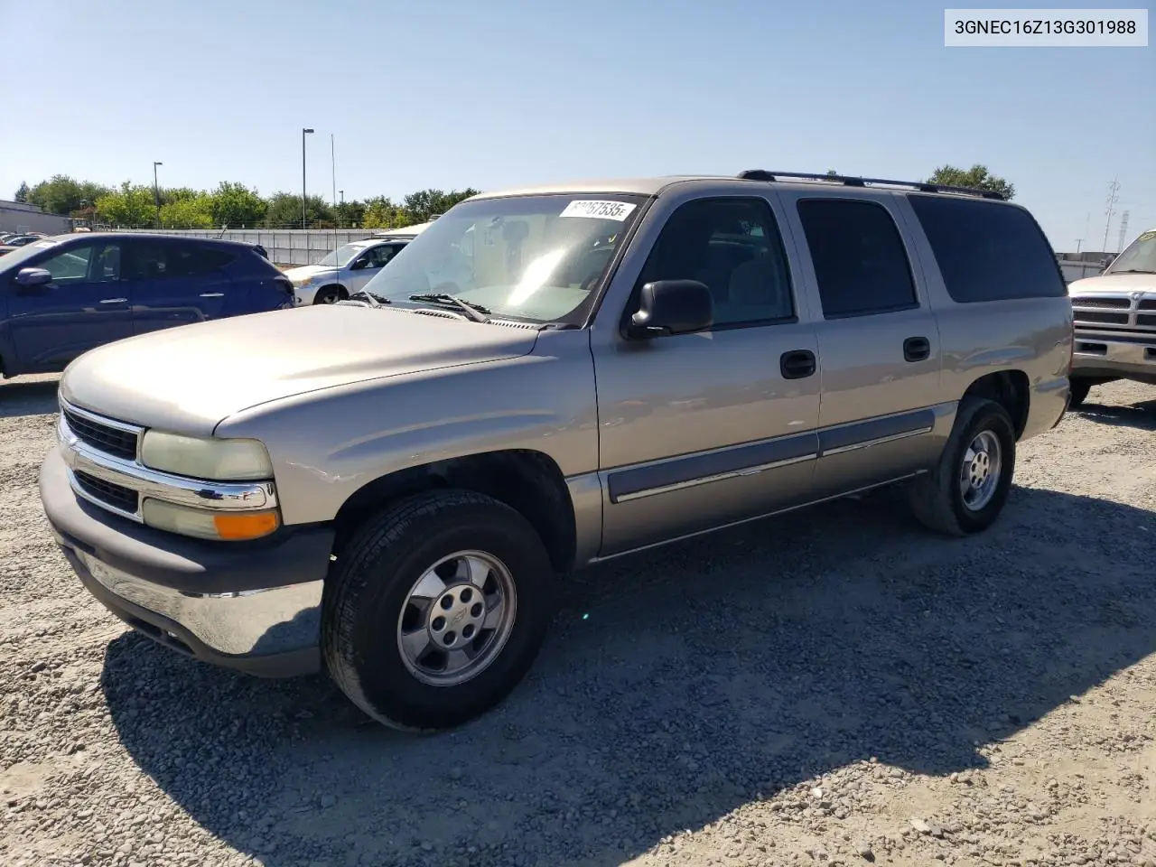 2003 Chevrolet Suburban C1500 VIN: 3GNEC16Z13G301988 Lot: 63067535