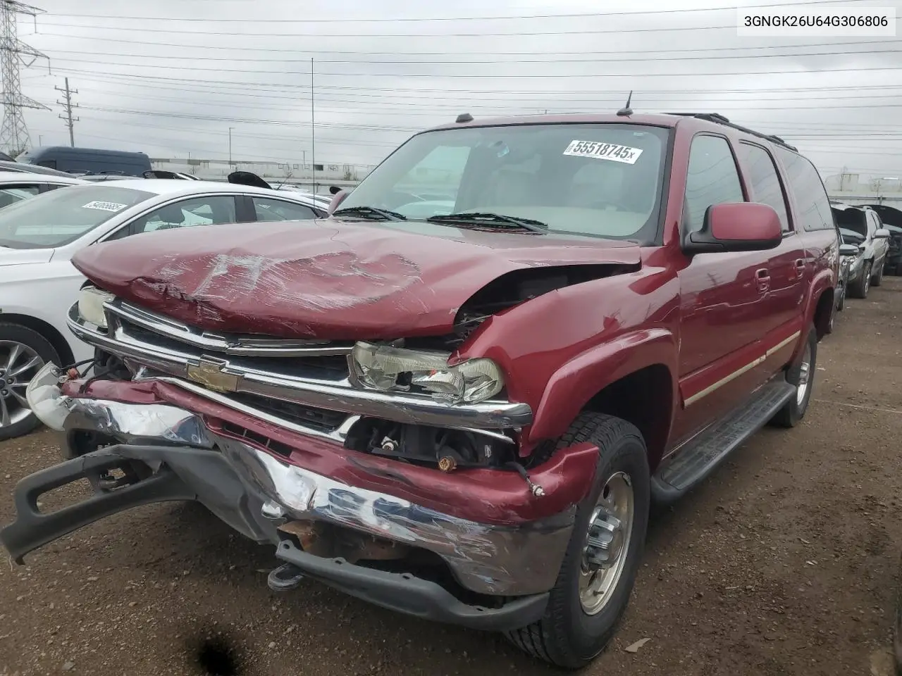 2004 Chevrolet Suburban K2500 VIN: 3GNGK26U64G306806 Lot: 55518745