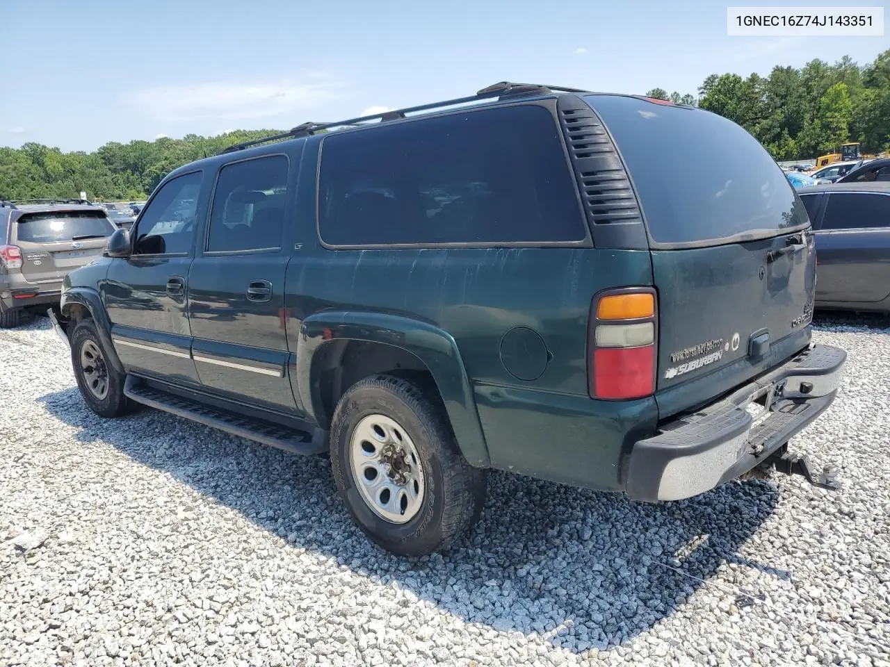 2004 Chevrolet Suburban C1500 VIN: 1GNEC16Z74J143351 Lot: 62282655