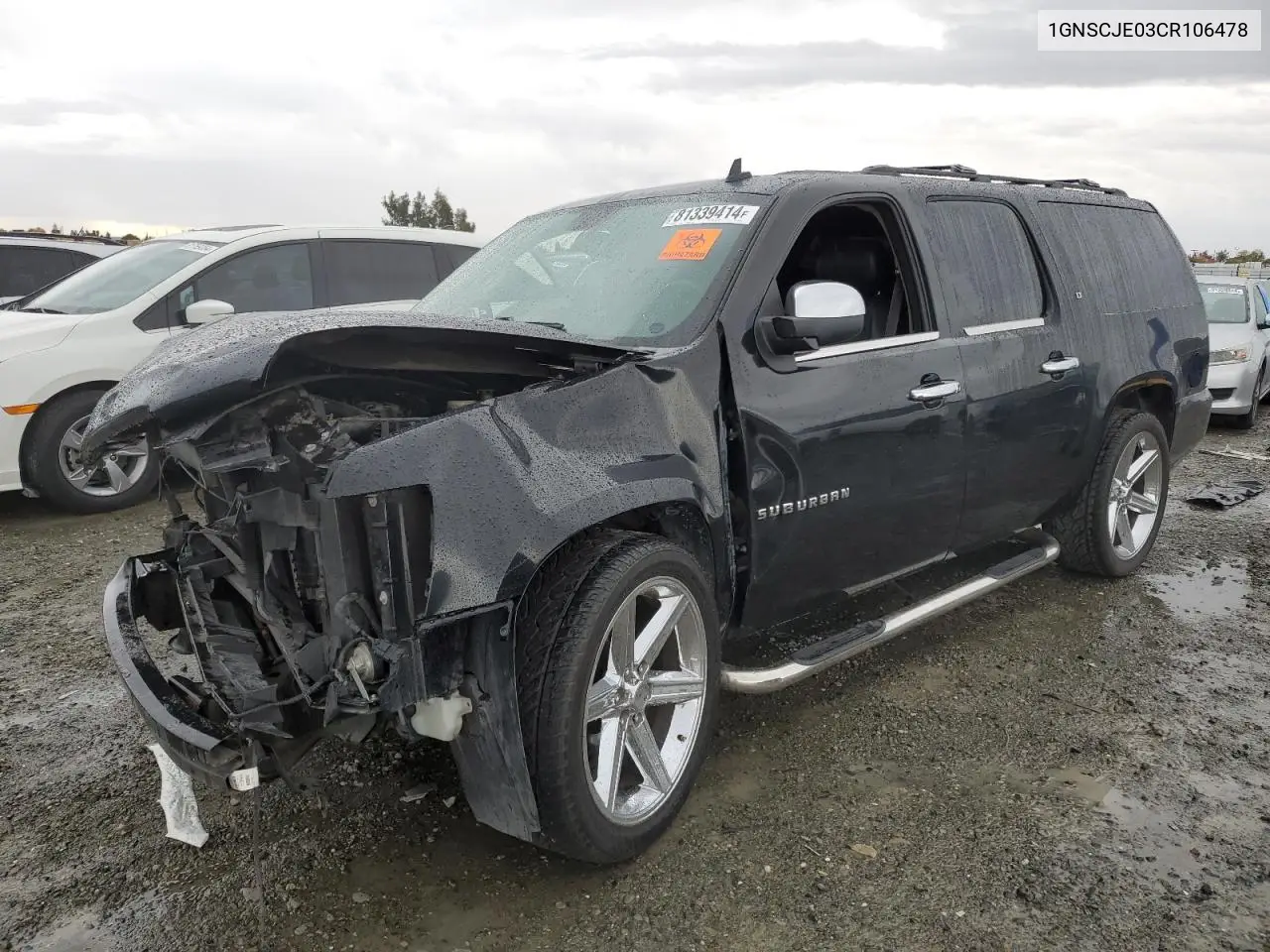 2012 Chevrolet Suburban C1500 Lt VIN: 1GNSCJE03CR106478 Lot: 81339414