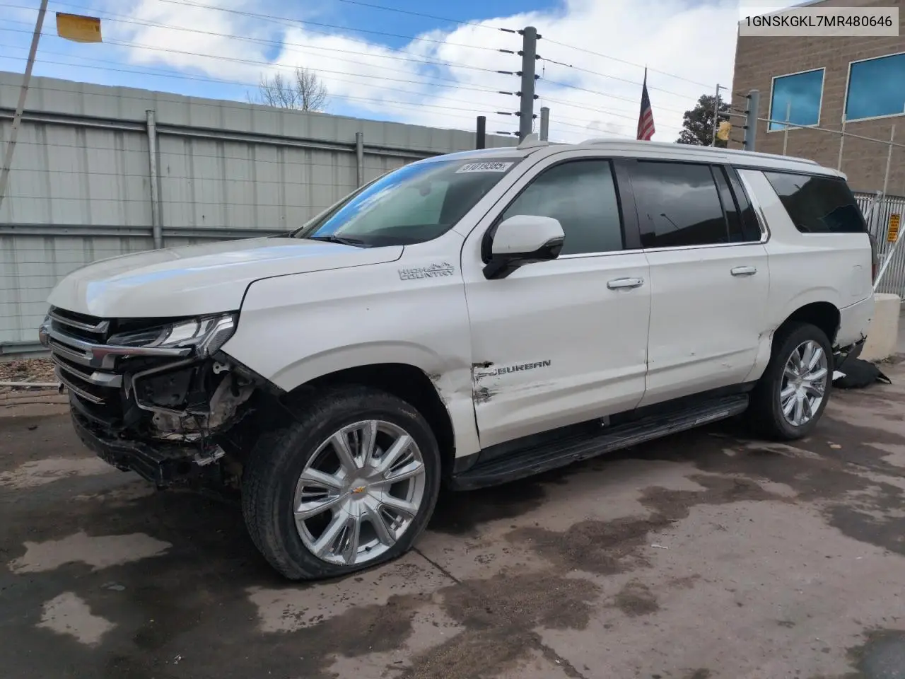 2021 Chevrolet Suburban K1500 High Country VIN: 1GNSKGKL7MR480646 Lot: 51019385