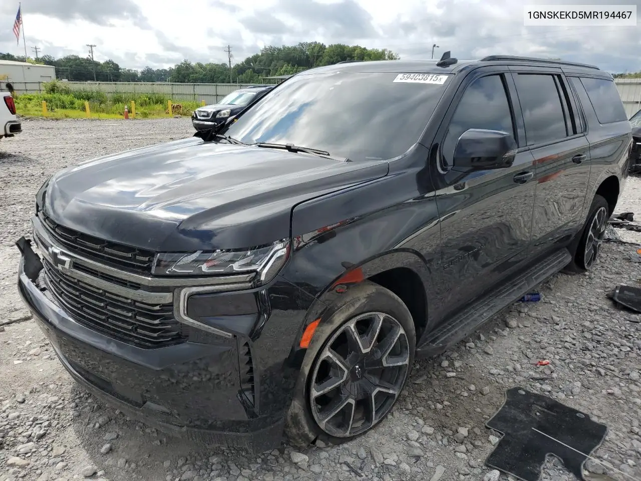 2021 Chevrolet Suburban K1500 Rst VIN: 1GNSKEKD5MR194467 Lot: 59403815