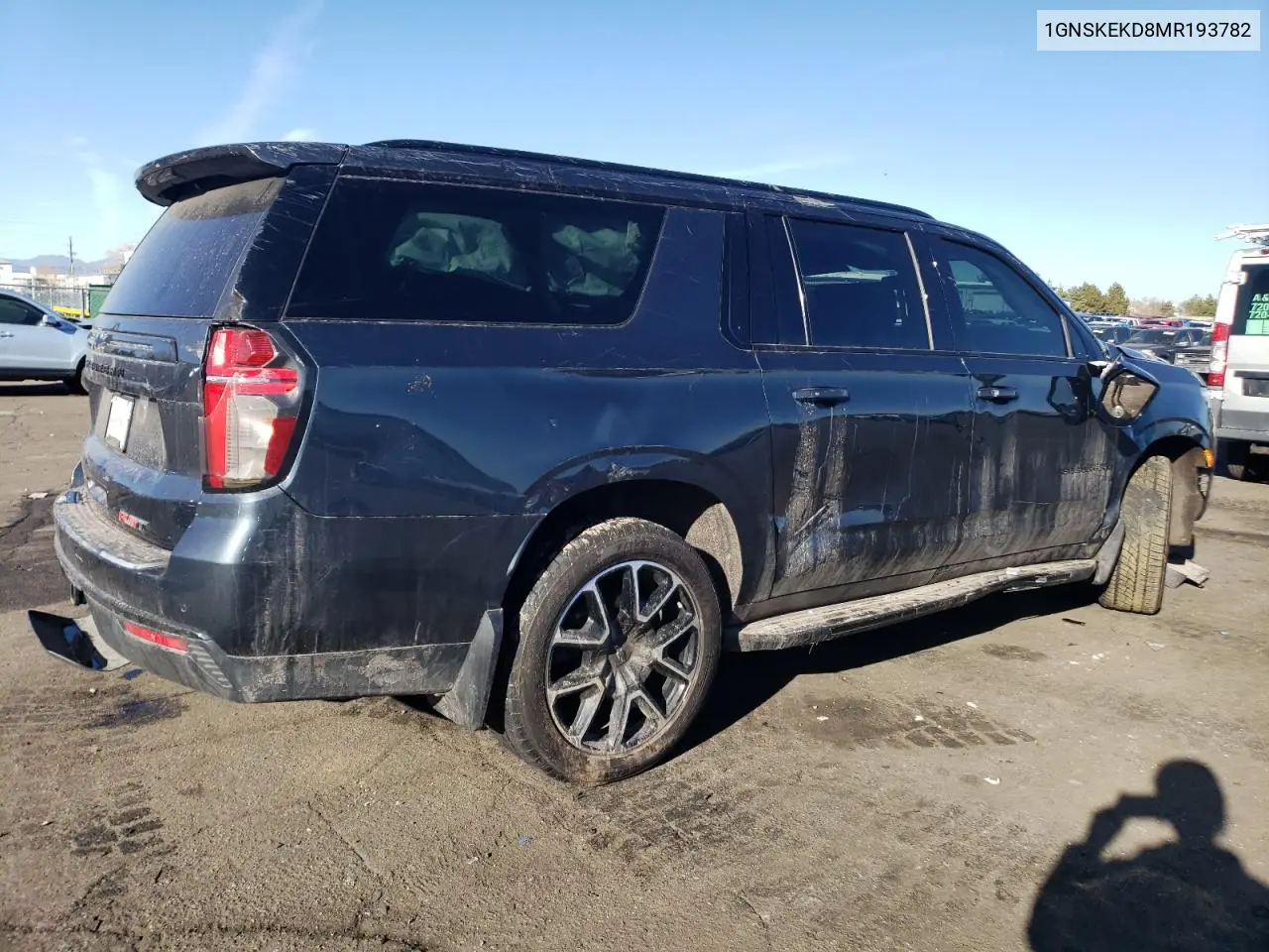 2021 Chevrolet Suburban K1500 Rst VIN: 1GNSKEKD8MR193782 Lot: 82821484